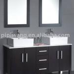 modern 150 cm birch solid wood double sink bathroom cabinet unit-PPW-NEW25