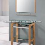 wood furniture bathroom with glass basin