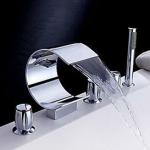 Contemporary Waterfall Tub Faucet with Hand Shower (Curved Shape Design) 0147-RZ1005