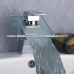 single handle glass waterfall basin faucet