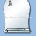Durable beveled edge bathroom mirror with lamp and shelf-JOD-A877