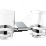 modern design chrome plating clear glass double toothbrush holders set-HM-A152171-11