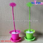 HF-BS014 New Cheap Unique Flower Design Plastic Bathroom Decorative Toilet Brush With Holder-HF-BS014