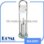 Glass botton toilet brush and paper holder-BA3091