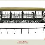 Black Metal &amp; Wood Shelf with Baskets &amp; 7-Hooks-SMD-13032201