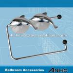 Toiletpaper roll holder, silver dolphin, 2 suction cup-BIC-0634A