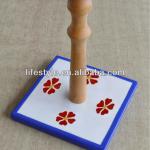 Ceramic paper holder, wooden paper towel holder with ceramic base-P7013147