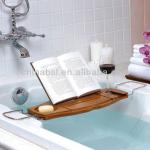 Bathtub Caddy Shower Natural Bamboo Book Wine Organizer Shelf-JZ401