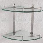wall mounted stainless steel double tiers tempered glass wall shelves-7950