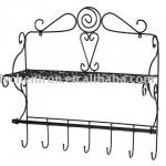 Folding Bathroom wall hanging rack with hooks-LC-Shelf-0001