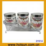 3 pcs seal pot flotal print ceramic product 2Y014-2Y014