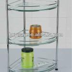 Free Standing Glass 3 Tier Corner Bathroom Shelves-GS1007