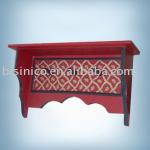 Bathroom hand painted shelf with pegs, wooden material, size: 21x6.5x12inch