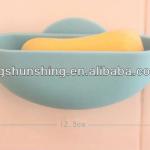 unbreakable silicone soap dishes with suction-FZH6075