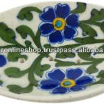Blue Pottery Bathroom Articles , Blue Pottery Ceramic Soap Dish-JOSD-014