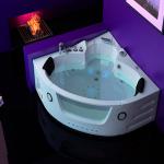 Corner Acrylic Whirlpool Massage Bathtub with Jacuzzi Function for Two Person