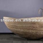 Beige travertine natural stone freestanding Bath Tub-Bath Tub