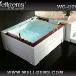Square Whirlpool massage clear acrylic bathtub U2606 with Wood LED light-WG-U2606A