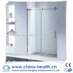 Frameless shower door with stainless steel rollers JP0204