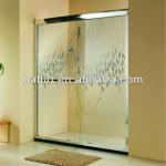 HPKY02 8MM Tempered Graphic Pattern Glass Double Sliding Shower Door For Bathroom
