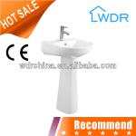 W 7033 round floor standing wash basin with pedestal white sink-W7033