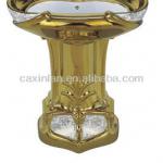 A0302 luxury titanium gold plating pedestal basin-AO302