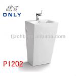 Sanitary Ware nano ceramic one piece pedestal basin/sink (Nano, easy cleaning high quality, one-piece)-P1202 nano  ceramic pedestal basin/ sink
