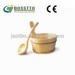 cheapest wooden bucket &amp;ladle for sauna accessories-SA-016