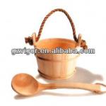 Wooden sauna drum and spoon-Stainless steel drum and spoon