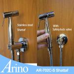 Innovative chrome stainless steel shattaf set with safety stop valve-AR-702C-S