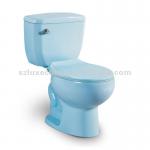 Light blue colored 2 pc toilet trip lever and siphonic