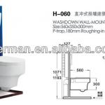 Washdown wall-hung toilet bowl