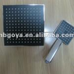black chrome square soft nozzles shower head set-GY-1202