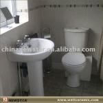 Bathroom pedestal basin &amp; two-piece toilet-