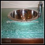 Textured one piece bathroom sink and countertop-Textured glass