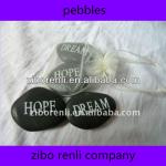 black high polished wording pebbles for decoration use-BMP004