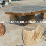 supply natural pebbles table set/outdoor stone tables and benches-OH-T-37