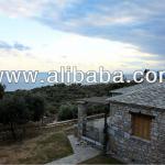 Greece-Thassos island:Land for sale near sea, incl 2 bungalows natural stone-furnitured bungalow
