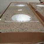 New Giallo Veneziano Bathroom Vanity Top with ceramic sinks installed-WF Vanity Top