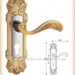 Wholesales zinc door handle with zinc plates for interior and exterior mechanical lockset-H839-44 KG/BN