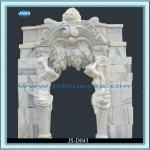 Luxury White Stone Door Surround With Nude Woman Statue-JS-D043