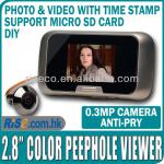 Camera Door EQUES Photo Video 0.3MP Color SD Card 2.8&quot; Digital Peephole Viewer-PV-101