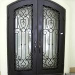 Elegant Wrought Iron Door with Arched Transom for Villa-SDC12485
