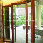 Pure wood folding door double glass fold &amp; swing doors-