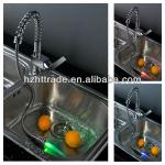 hot sale latest brass pull out flexible led kitchen faucet-80K03
