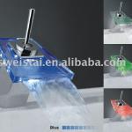 Single hole basin glass LED faucet-WST-1696-5