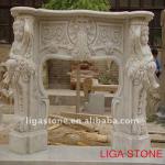 High Quality Beige Marble Fireplace Design in Stock,Marble Fireplace-LIGA-FP-015
