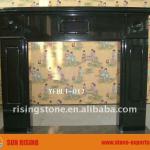 Black Marble stone fireplace mantel-RS