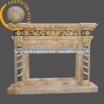 carved granite fireplace mantel-F-34