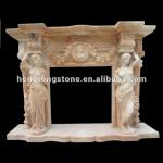 Decorative Marble Statue Fireplace Mantel Carving-HT-A-BL078